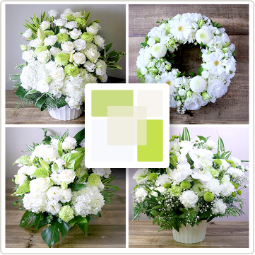 白い花束・アレンジメント「ブラン」｜純粋・平和・尊敬を表す花ギフト