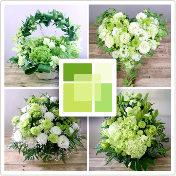 グリーンと白「みどり」｜安らぎと調和を表す花束・アレンジメント