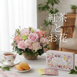紅茶とお花のセット。カレルチャペックの紅茶セット。誕生日や記念日におすすめ。