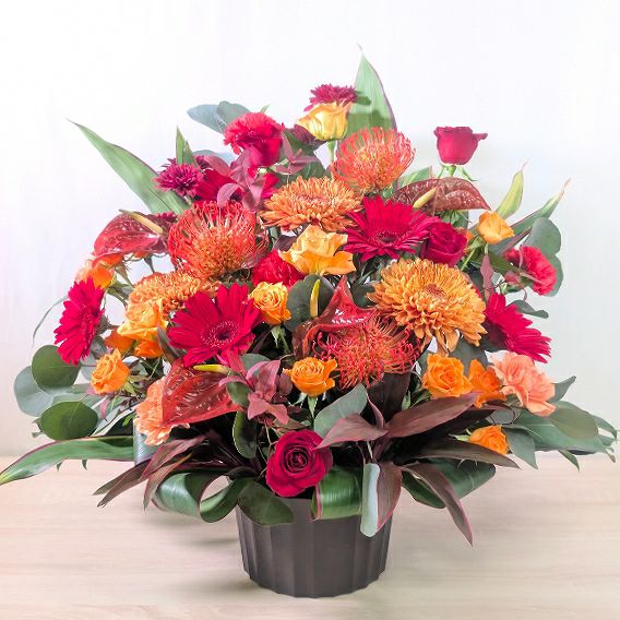 落成祝いの花・竣工祝いの花。会社・取引先に贈るお祝い花・お祝いアレンジメント フラワーギフト