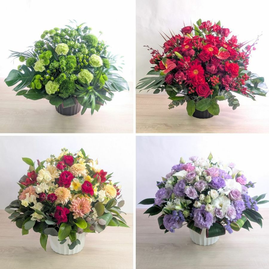 開店祝いのお花。新しいお店、リニューアルオープンのお祝いアレンジメント。お祝いの花ギフト