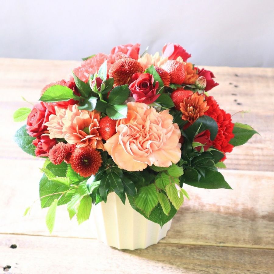 長寿祝いの花。父母・祖父母の誕生日に贈る花束・お祝いアレンジメント・お花のプレゼント