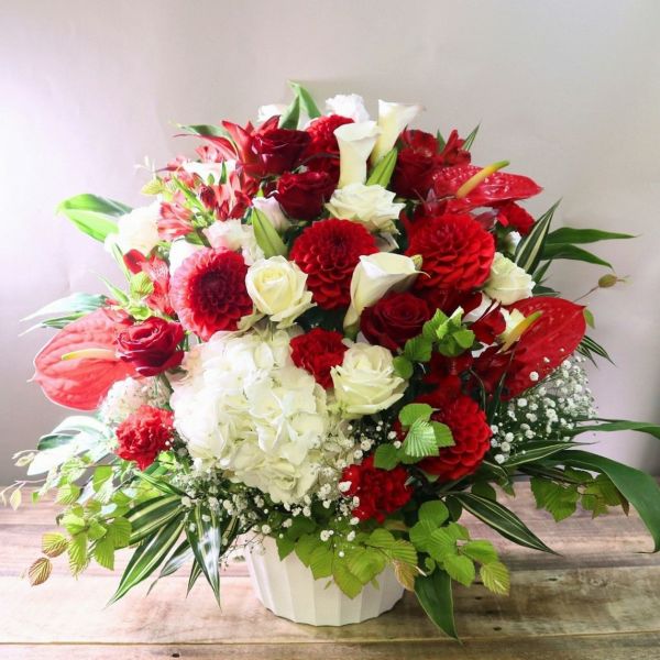 特大サイズ・絢爛豪華・フラワーアレンジメント・まりも 出版祝いの花ギフト・華やか存在感◎】立派なアレンジメント 3Lサイズ