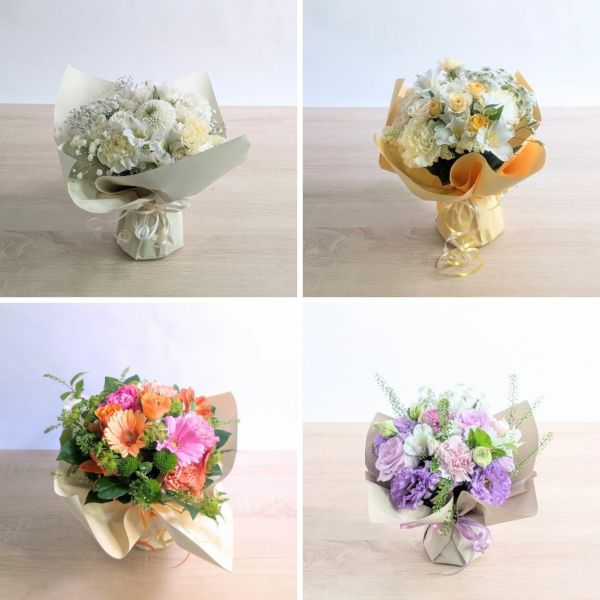 四十九日の花・49日のお供え花。家族や友人の忌明け法要、実家に贈るお供え用のアレンジメント