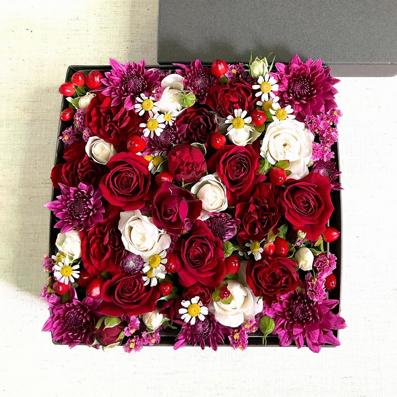 生花のボックスフラワー・フラワーボックスの贈り物。もらって嬉しいお花のギフト。