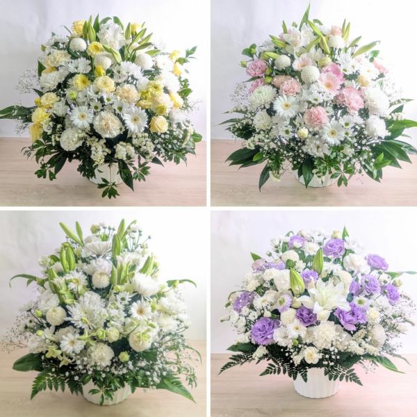 四十九日・命日のお供え花　おしゃれな仏花アレンジメント