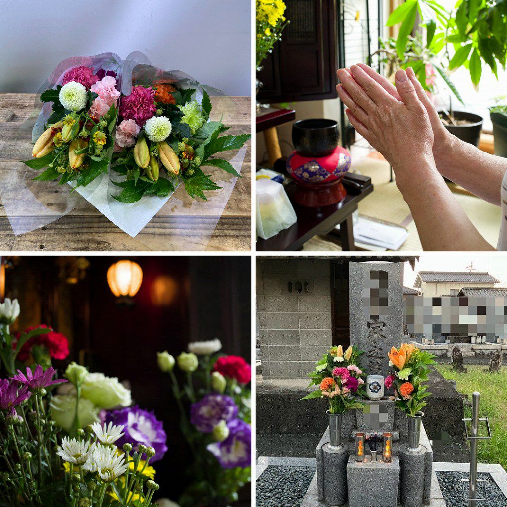 お花のサブスク・お花の定期便。お墓に飾る一対のお供え花です。ご命日に飾る仏壇の花、お墓参りの花を毎月お届けします