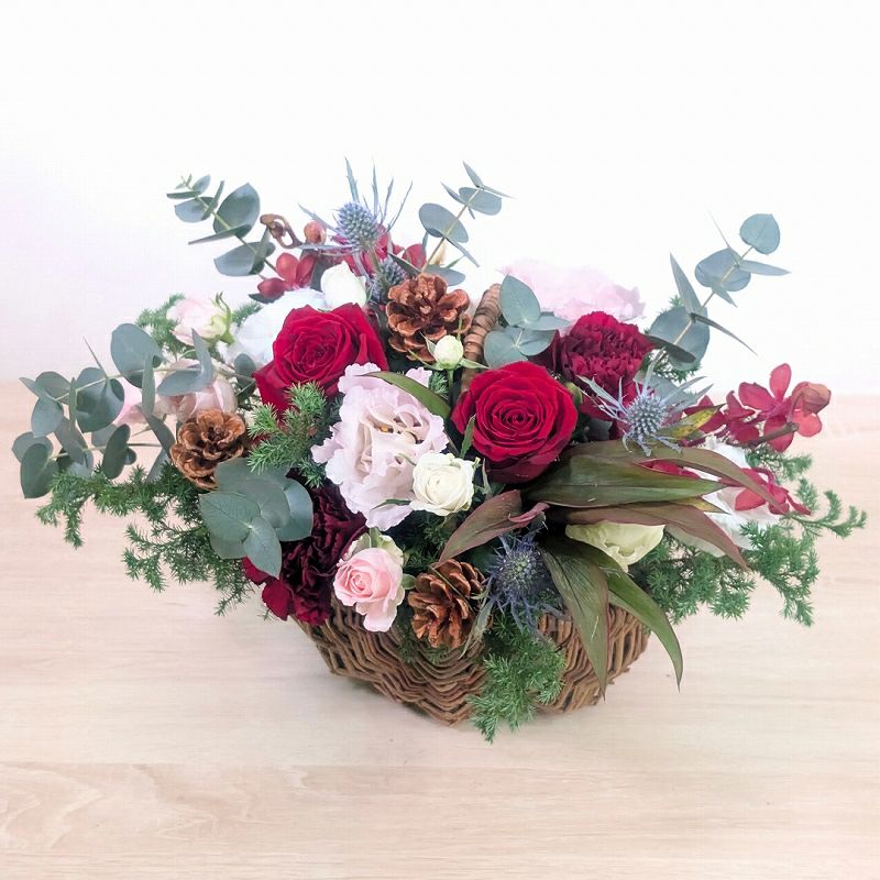 クリスマスギフト　クリスマスアレンジメント　Xmasに贈るお花のプレゼント