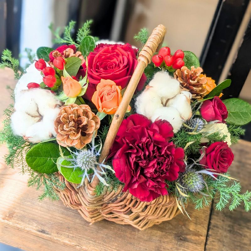 クリスマスギフト　クリスマスアレンジメント　Xmasに贈るお花のプレゼント
