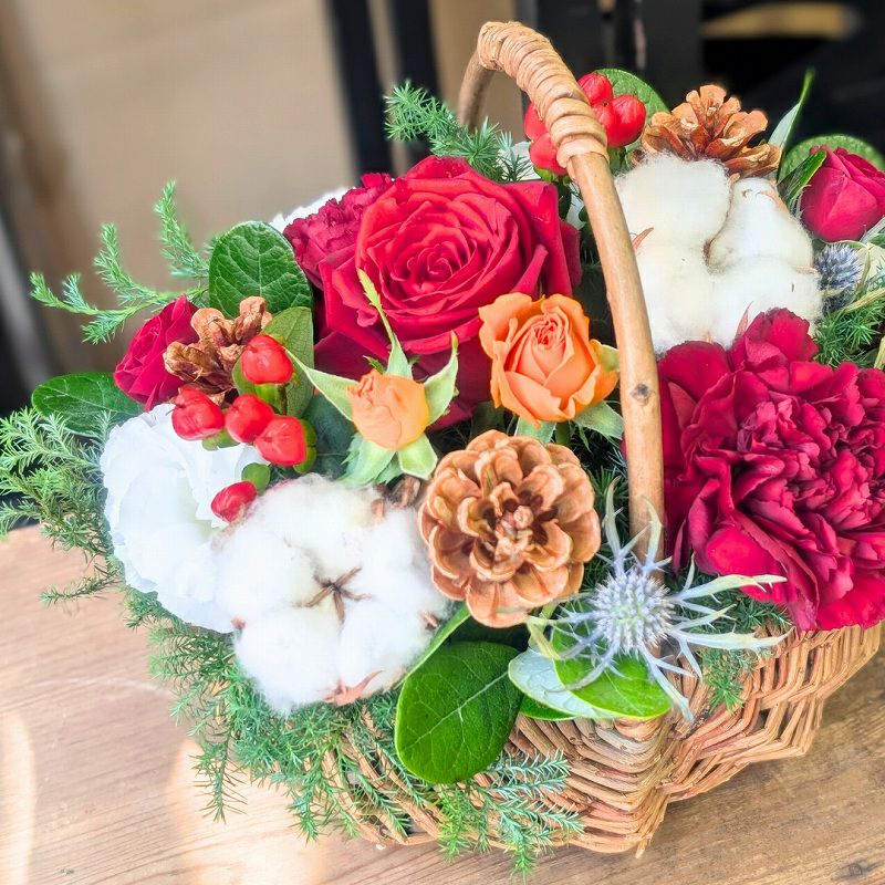 クリスマスギフト　クリスマスアレンジメント　Xmasに贈るお花のプレゼント