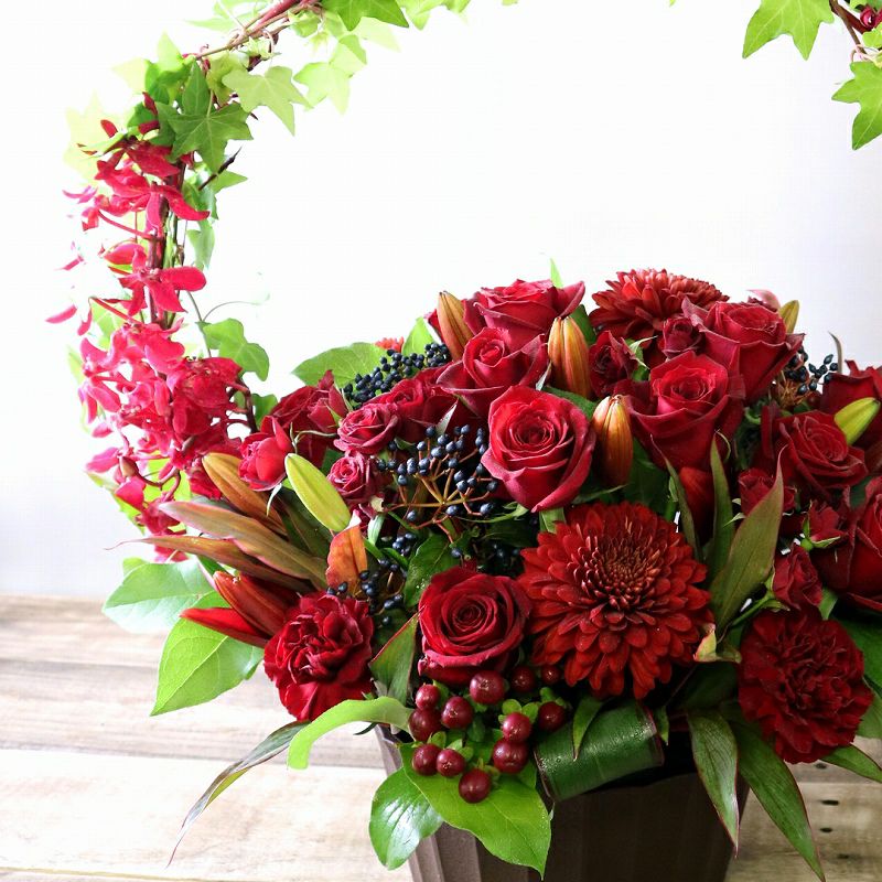 クリスマスギフト　クリスマスアレンジメント　Xmasに贈るお花のプレゼント