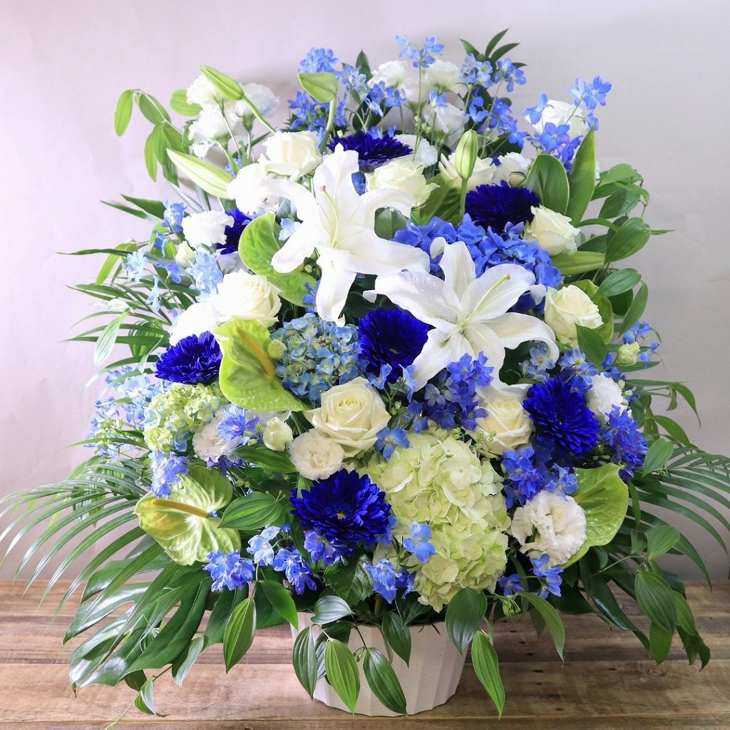 【事務所移転の祝い花】 アレンジメント・「インディゴ」 5L｜おしゃれな花束・アレンジ通販【最短翌日着】｜花以想（はないも）