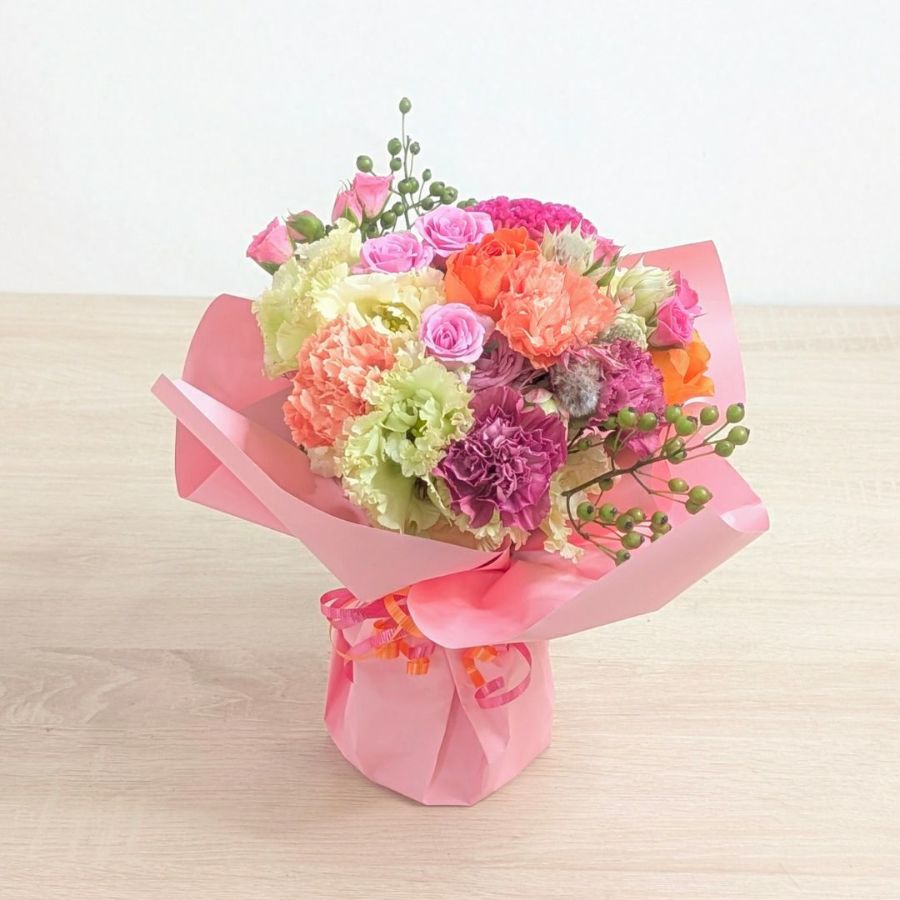 80歳 傘寿祝いの花｜誕生日プレゼントに｜そのまま飾れるブーケ｜スタンドブーケ Wish（ウィッシュ）「キャンディ」