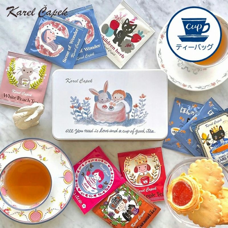 【かわいい紅茶とお花ギフト】 Wish （ウィッシュ） with カレルチャペック紅茶セット「ラブフレンズ」(ティーバッグ10p)